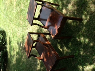 Dark wood matching end tables