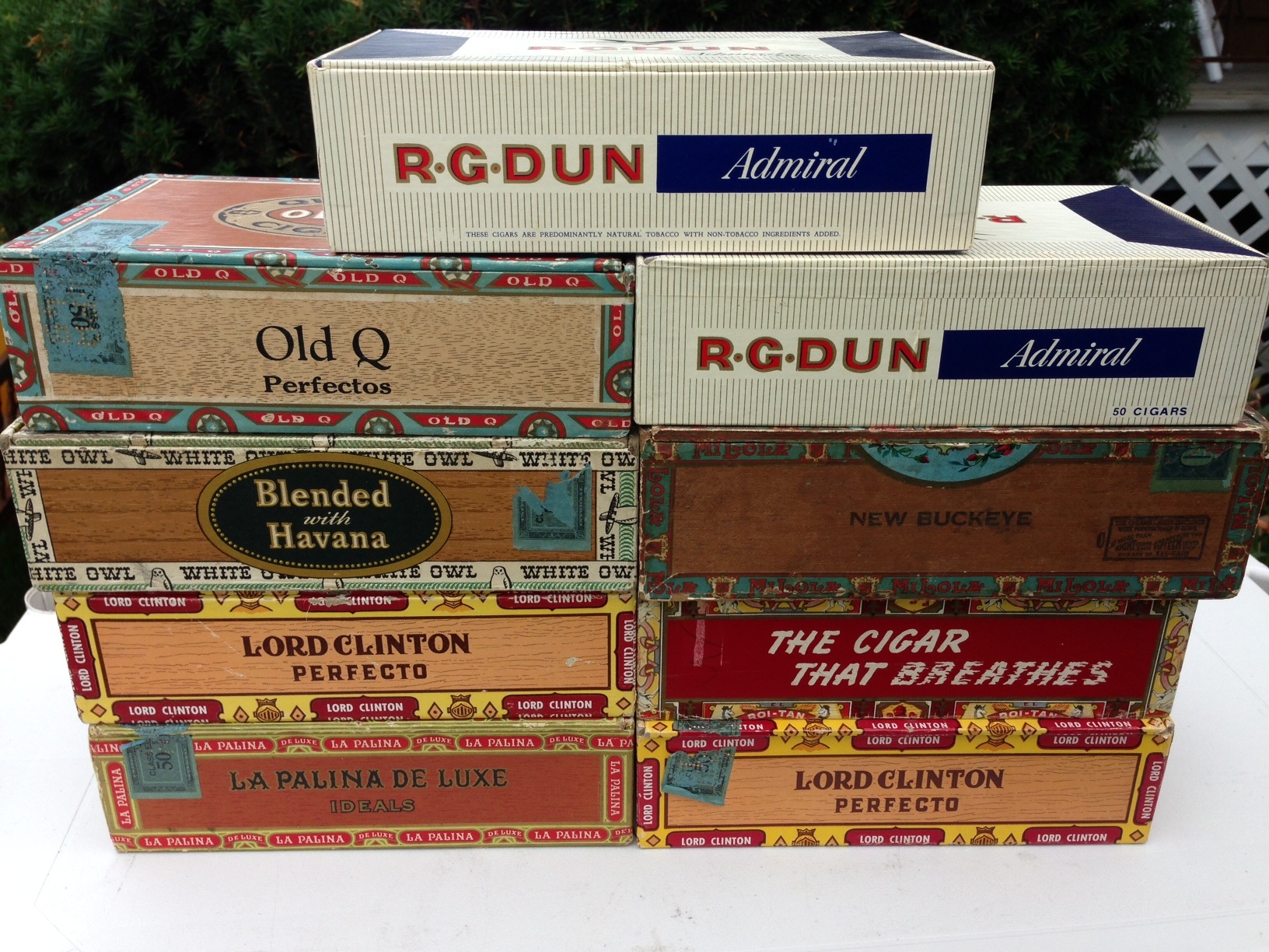 9 old cigar boxes