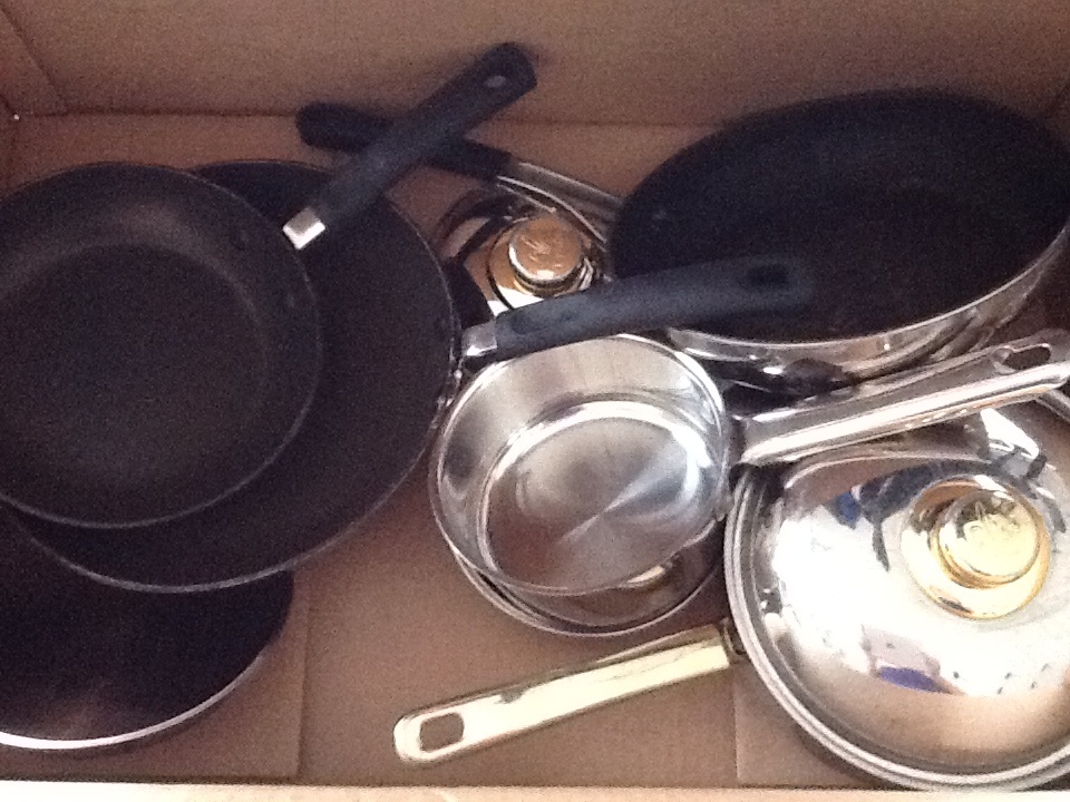 Assorted pots and pans: $10 for lot