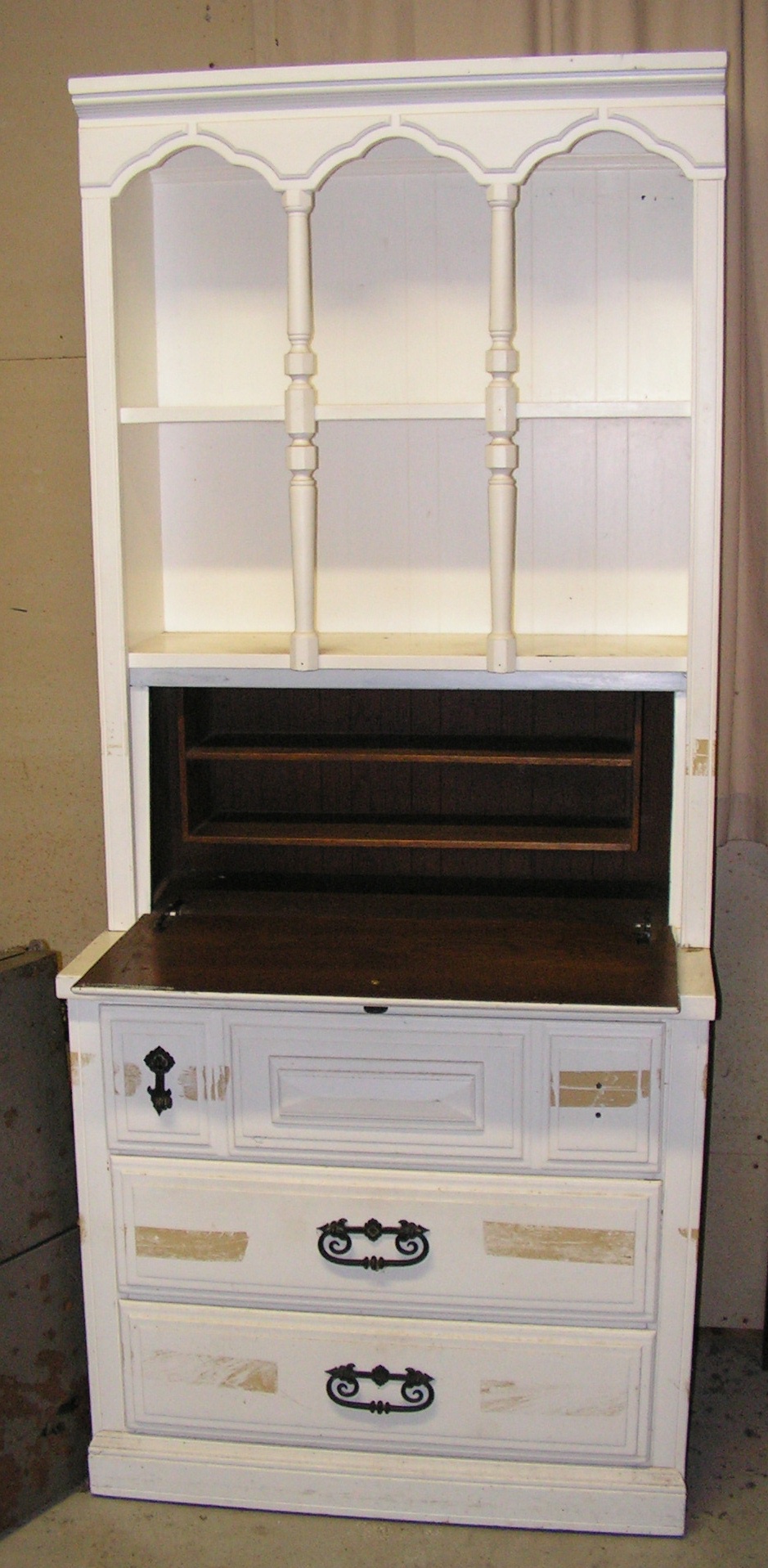 Cute Hutch-Dresser with fold up Desk (open) needs work - cont