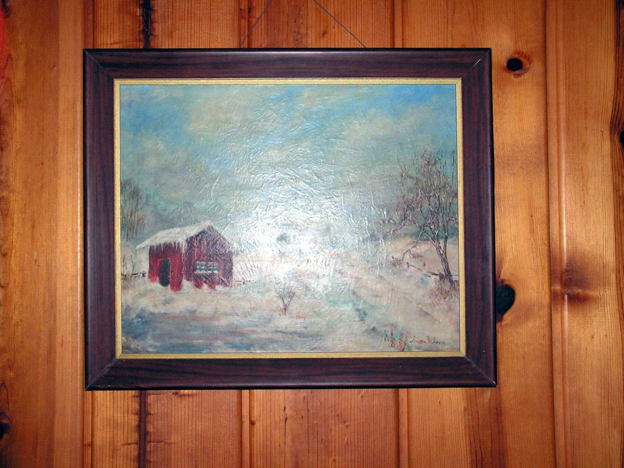 20\" x 23\" Painting (winter) in wood frame