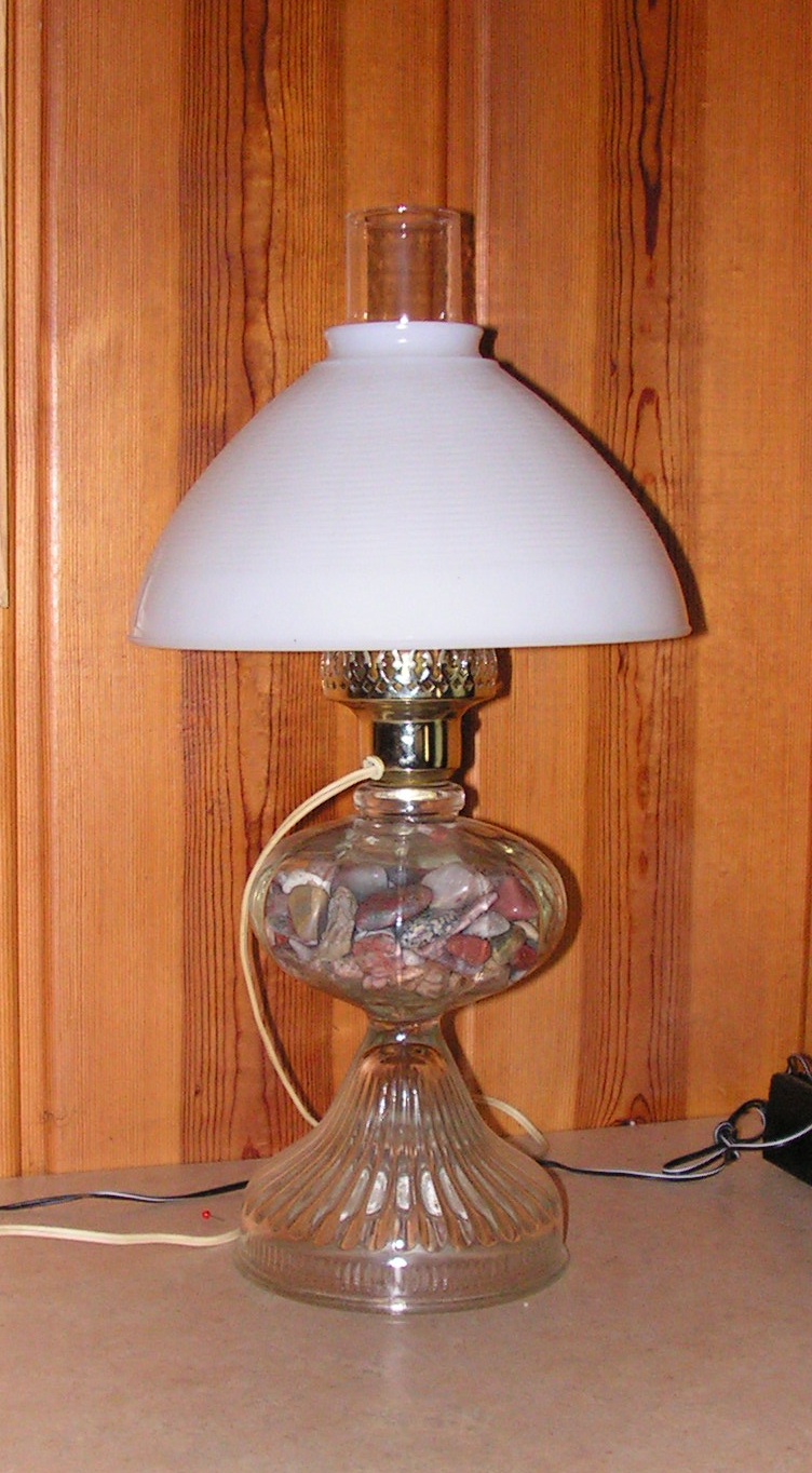 Hurricane Rock Lamp with milk glass shade - - - > SOLD!