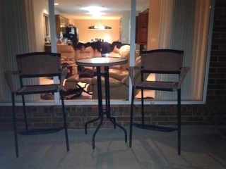 Nice wicker bar stools and table patio set