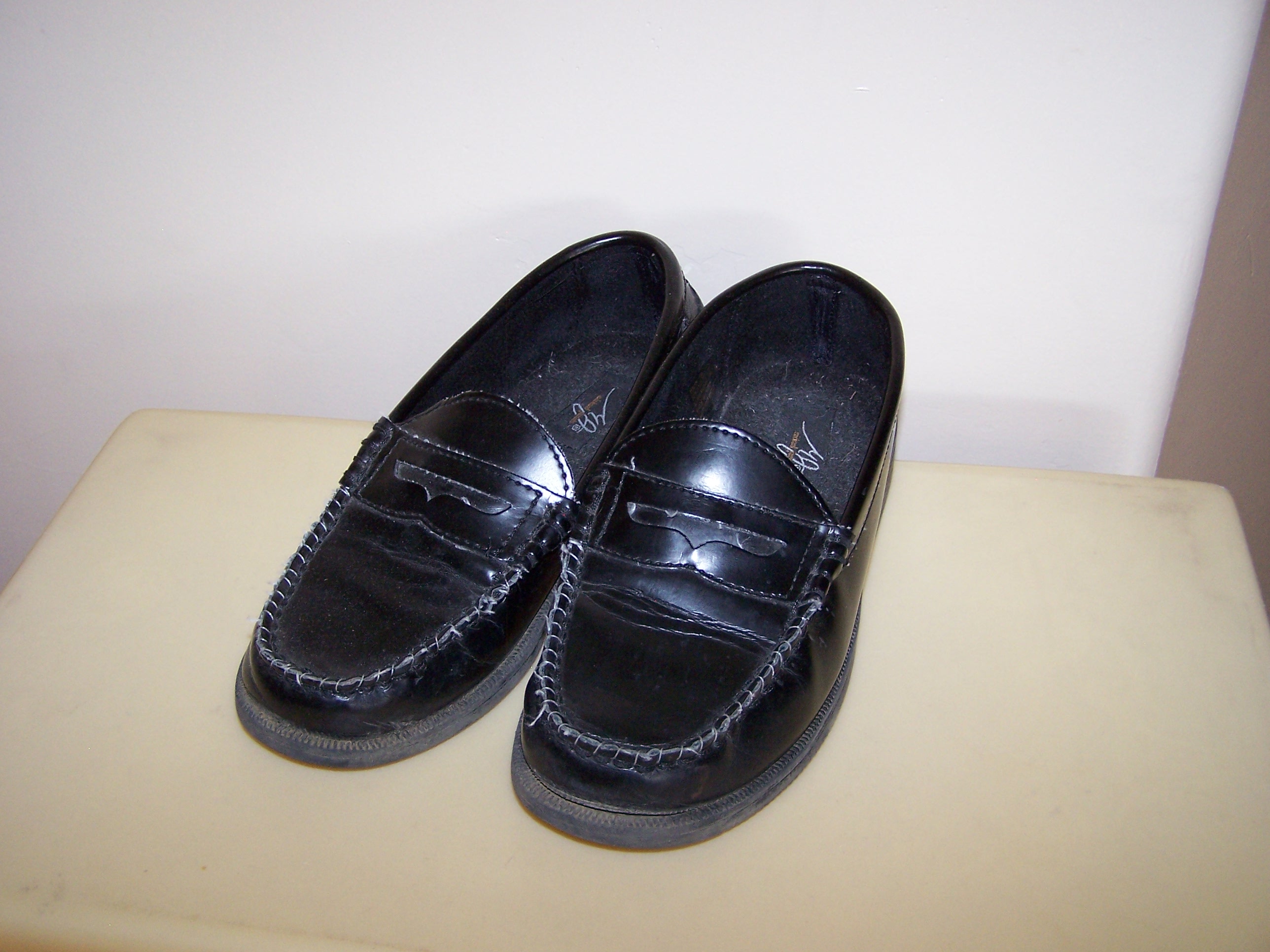 Black penny loafers size 2