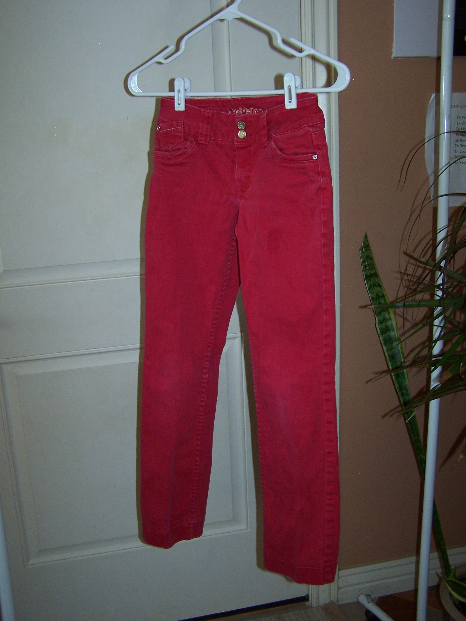 Girls red jeans, Hipsters, size: Super low 12 slim