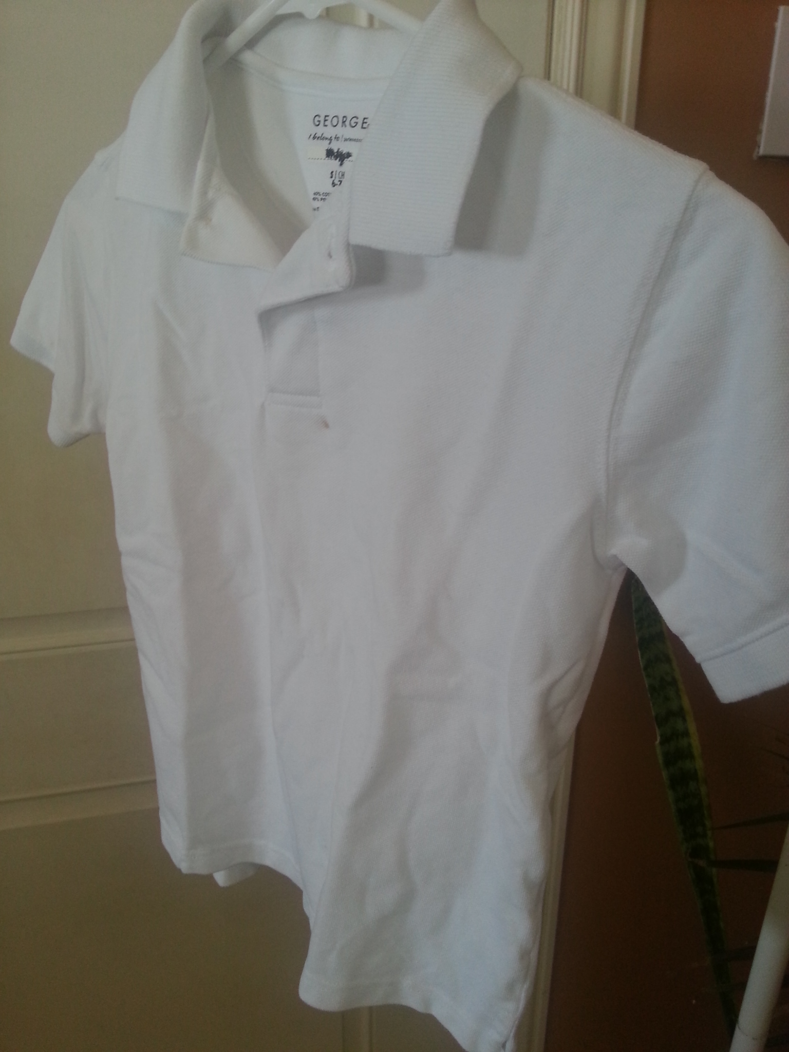White Polo Short Sleeve Shirt Size 6-7