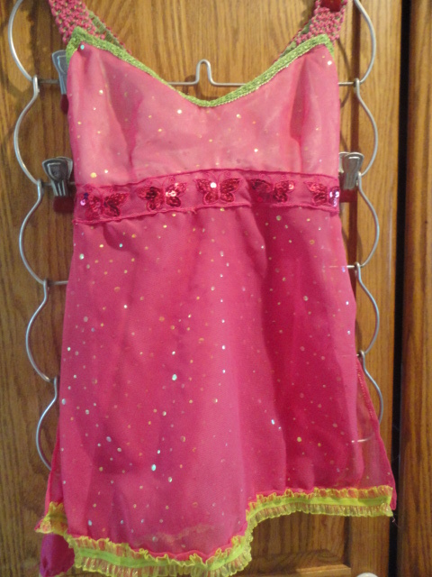 Lyrical Dance Costume Pink and Lime Green size 6-8