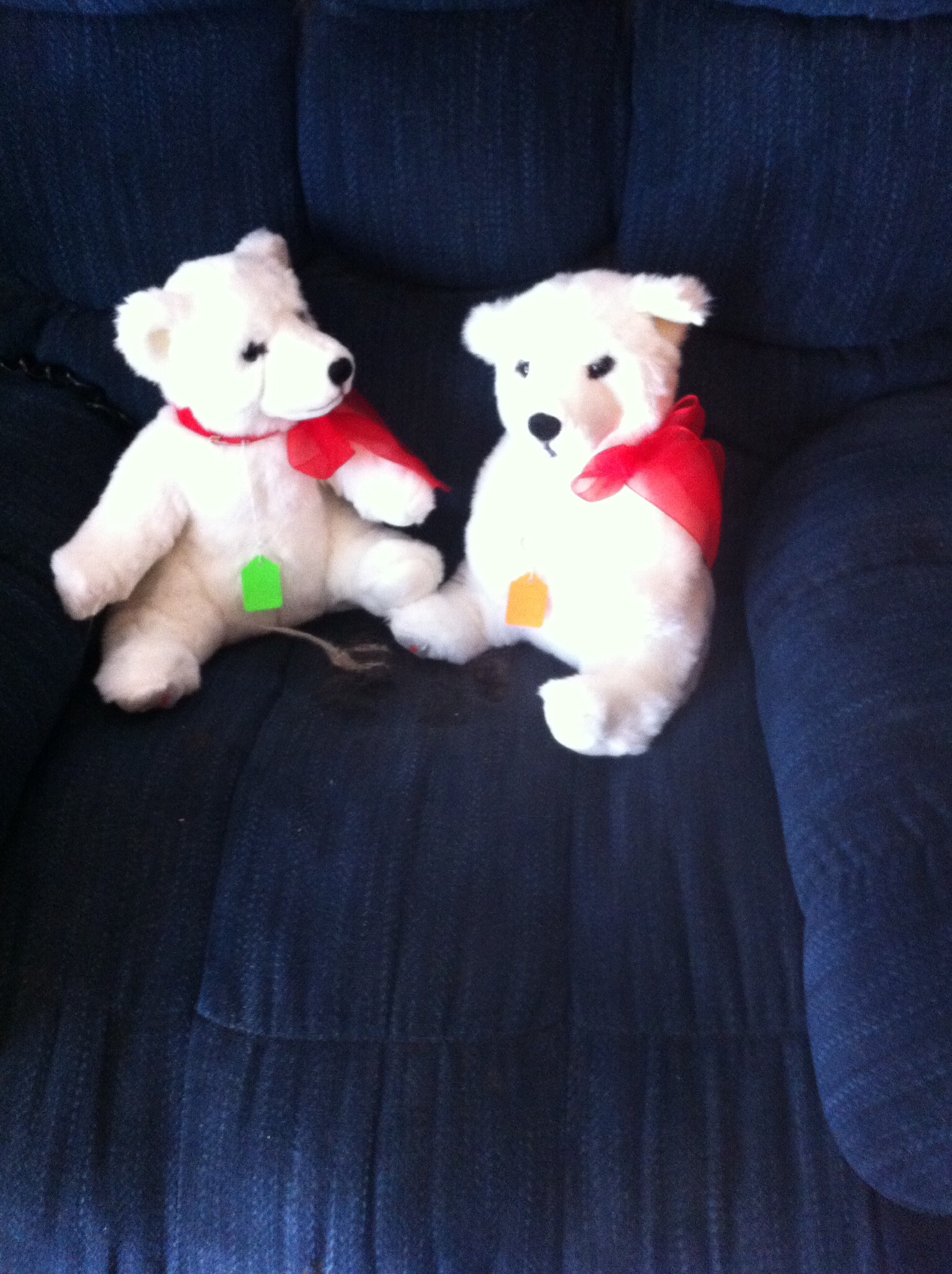 2 White CHRISTMAS plush bears