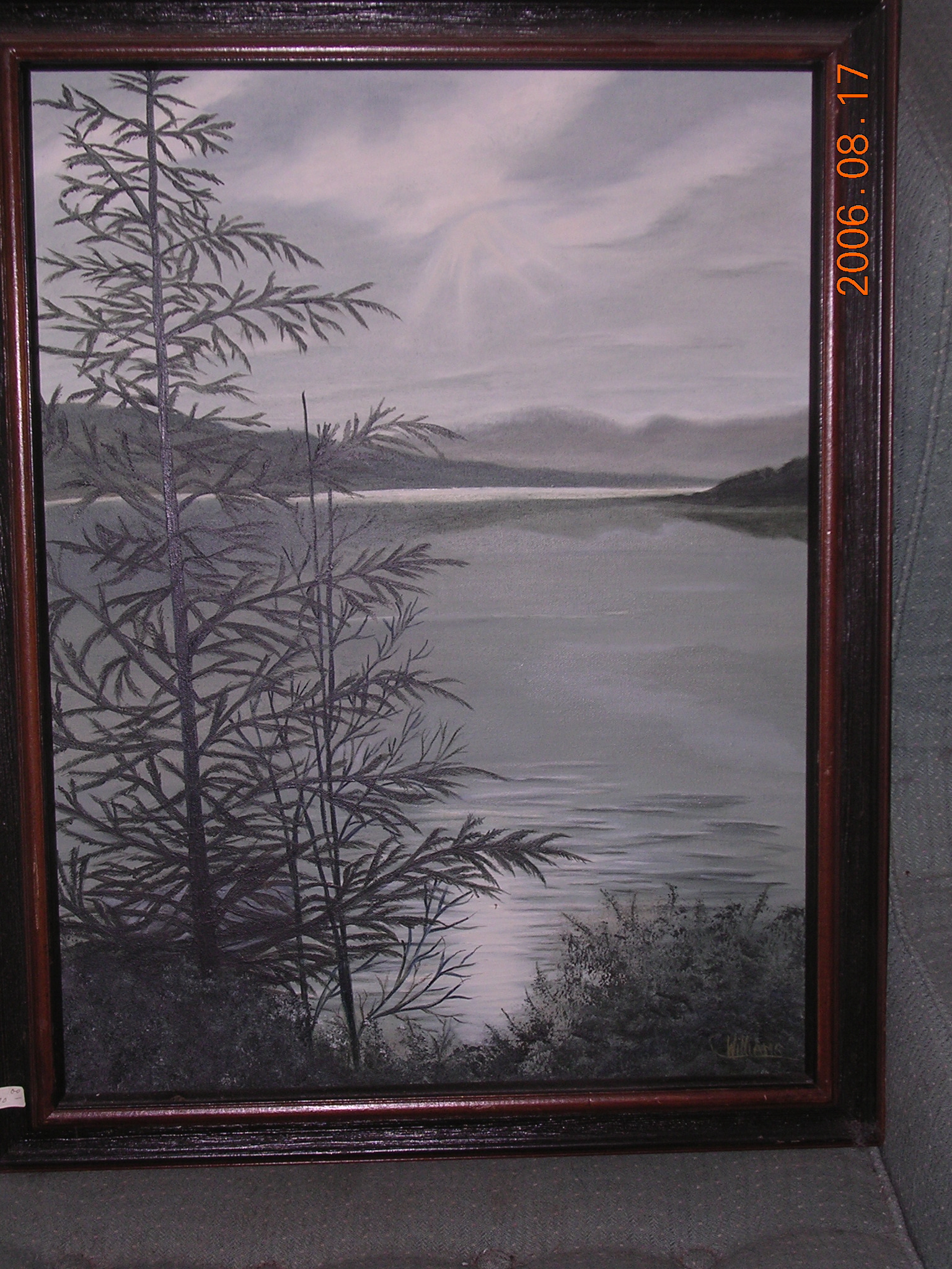 Painting Pine tree on the Waterfront