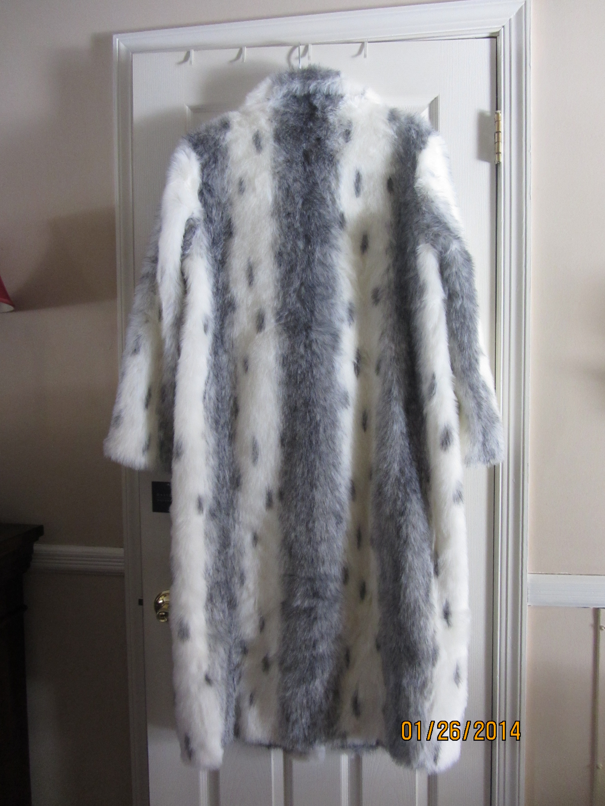 Faux Fur Full length coat-Silver