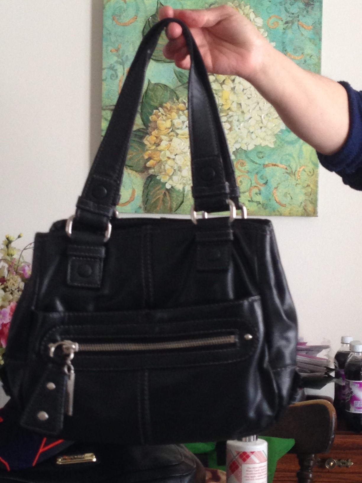Mid sized black purse
