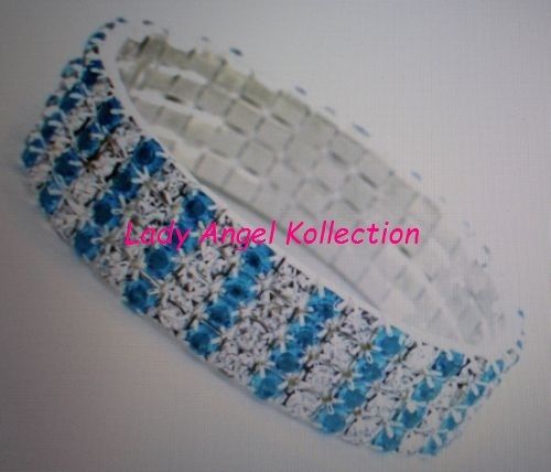 White Gold Tone blue stone Stretchable Tennis Bracelet(new)