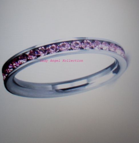 Pink Cubic Zirconia CZ Eternity Wedding Ring