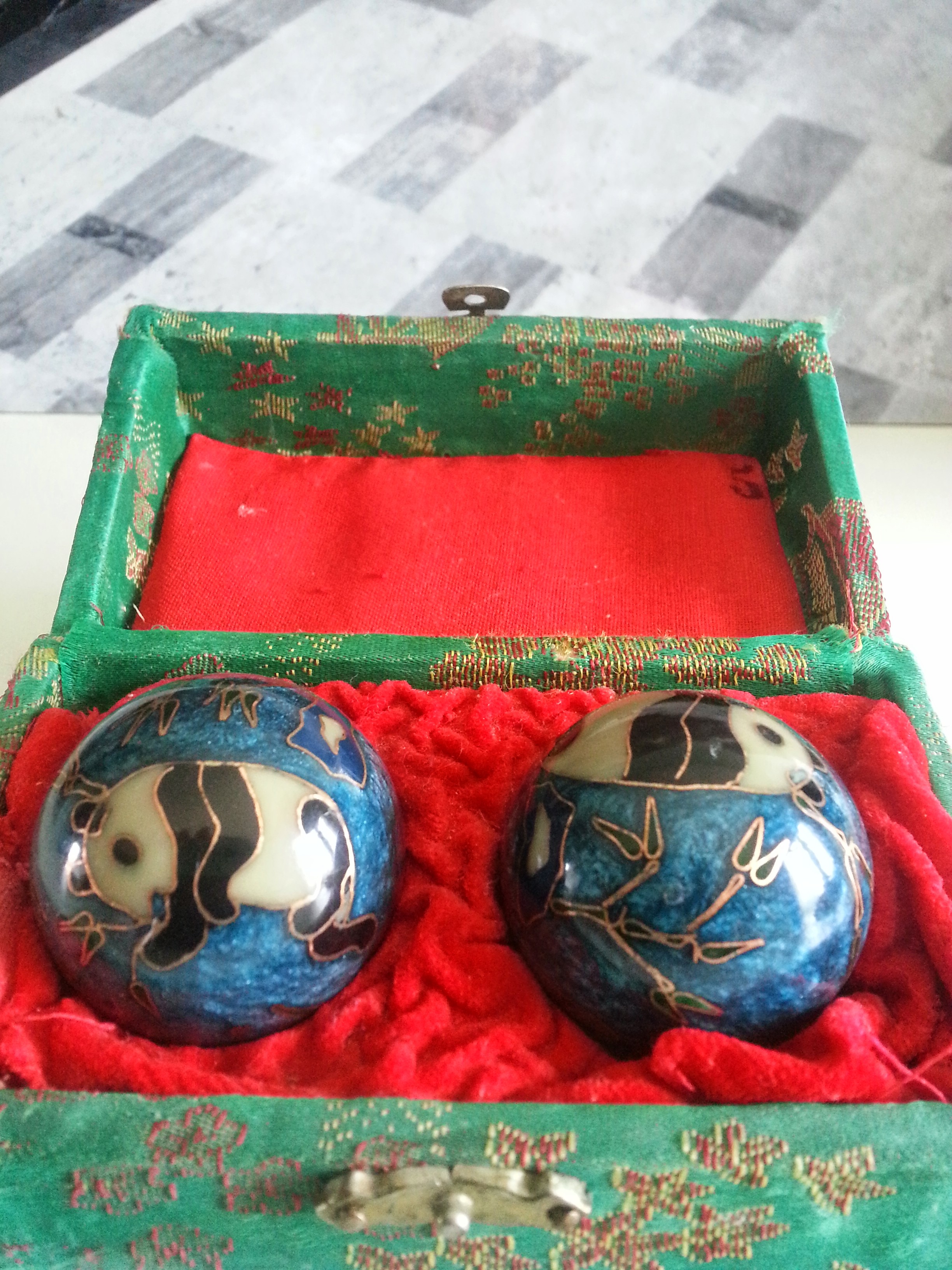 Chinese Panda Baoding Balls, Blue
