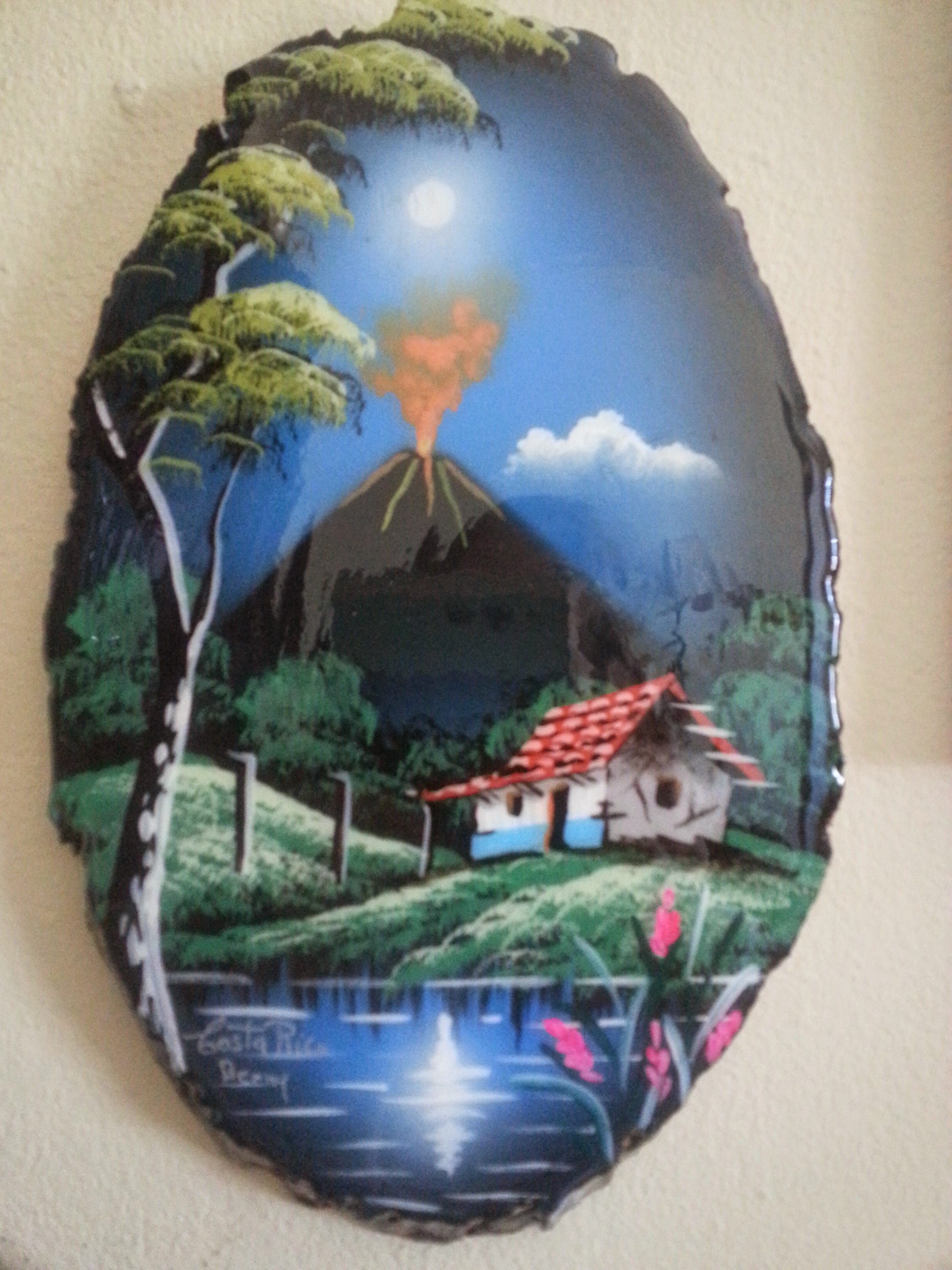 Hand painted and glazed Costa Rican landscape