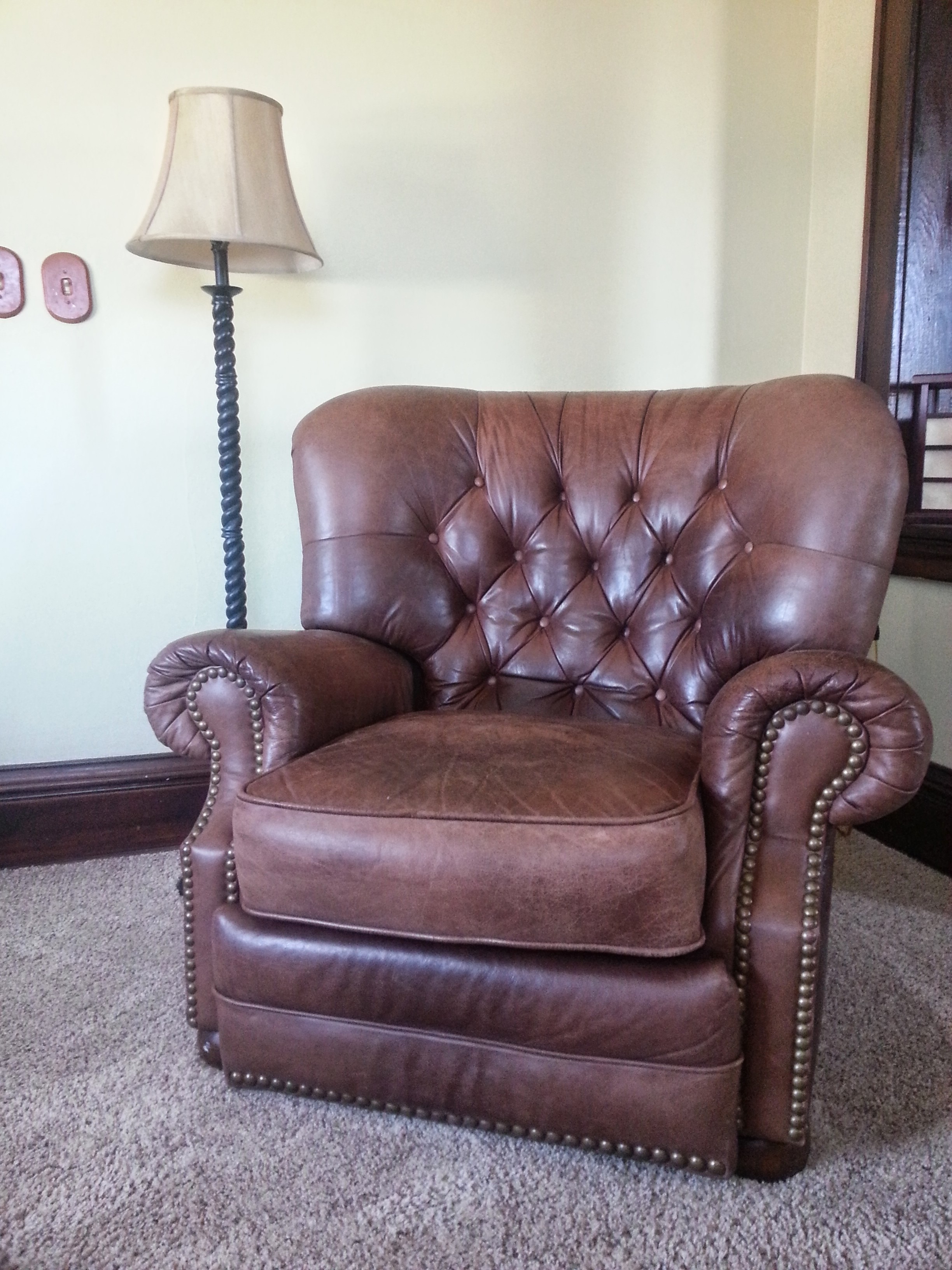 Leather Recliner with Nail Heads
