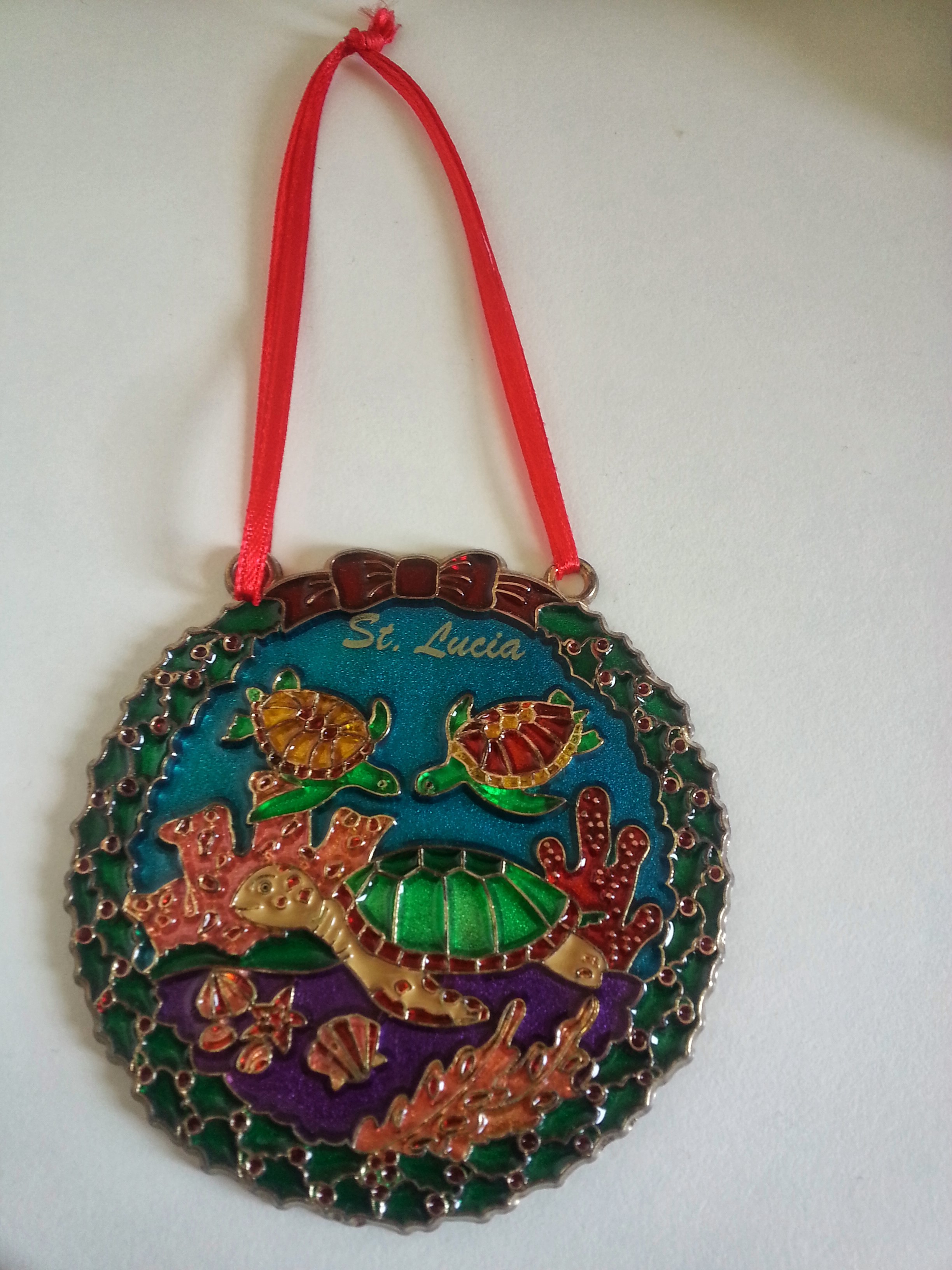 St Lucia Colorful Hand-Painted Souvenir, Sea Turtles & Scripture