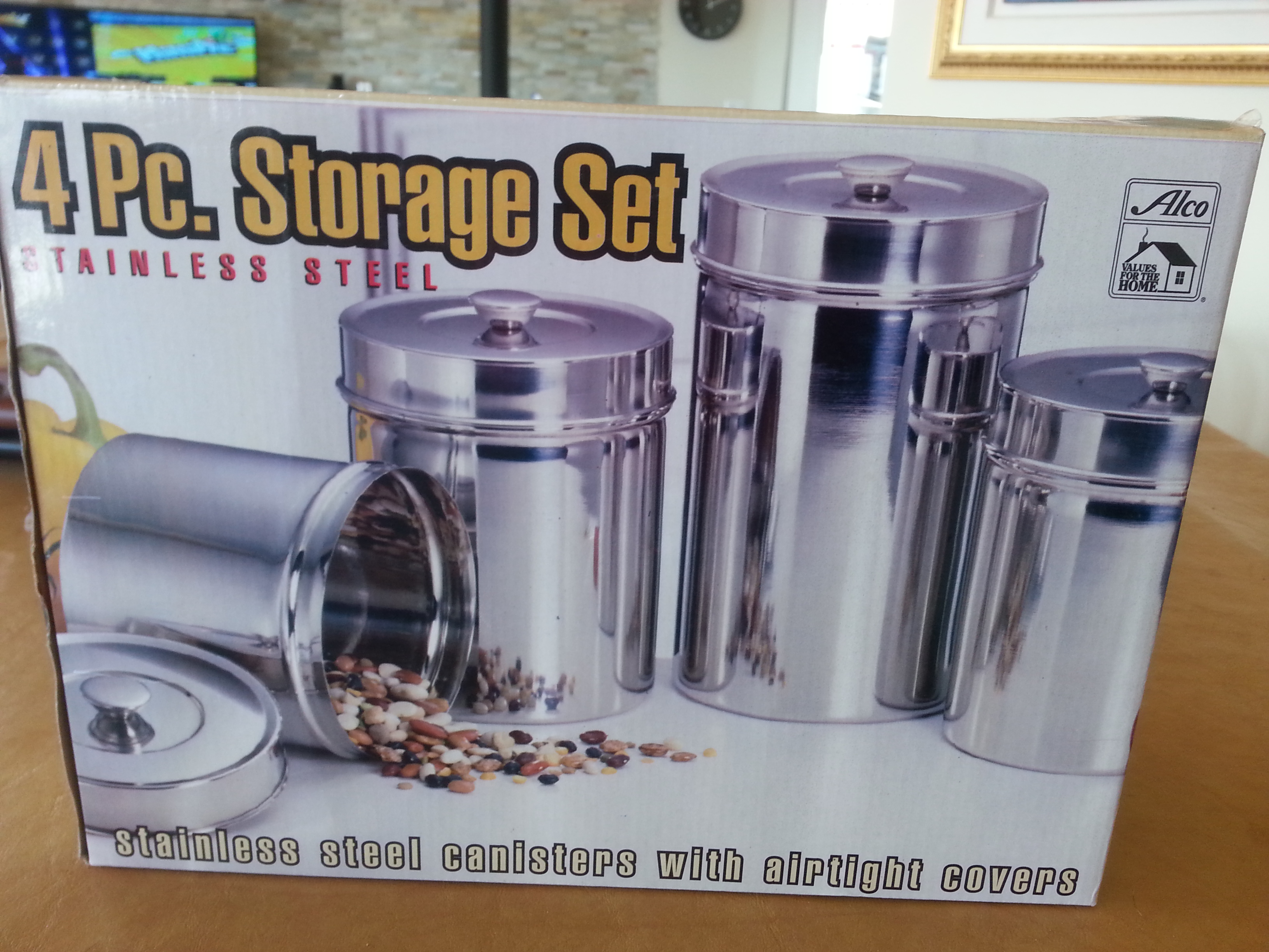 4 pcs stainless canister with air tight covers