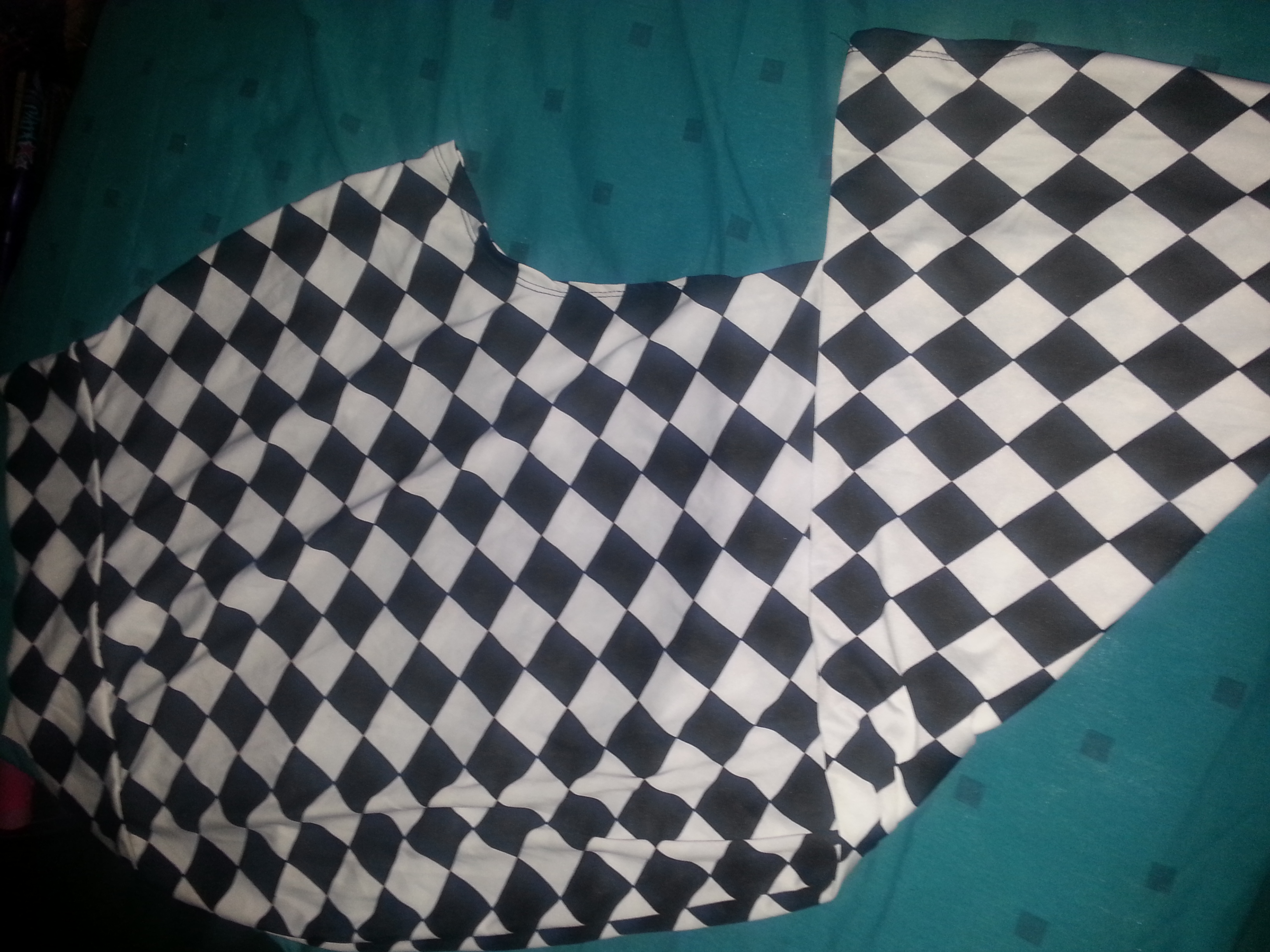 Black and white checkered skirt with split on side...size XL
