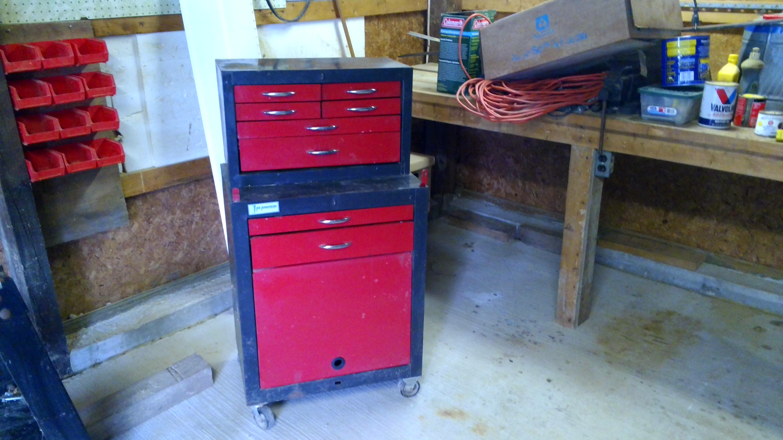 red double stack tool box