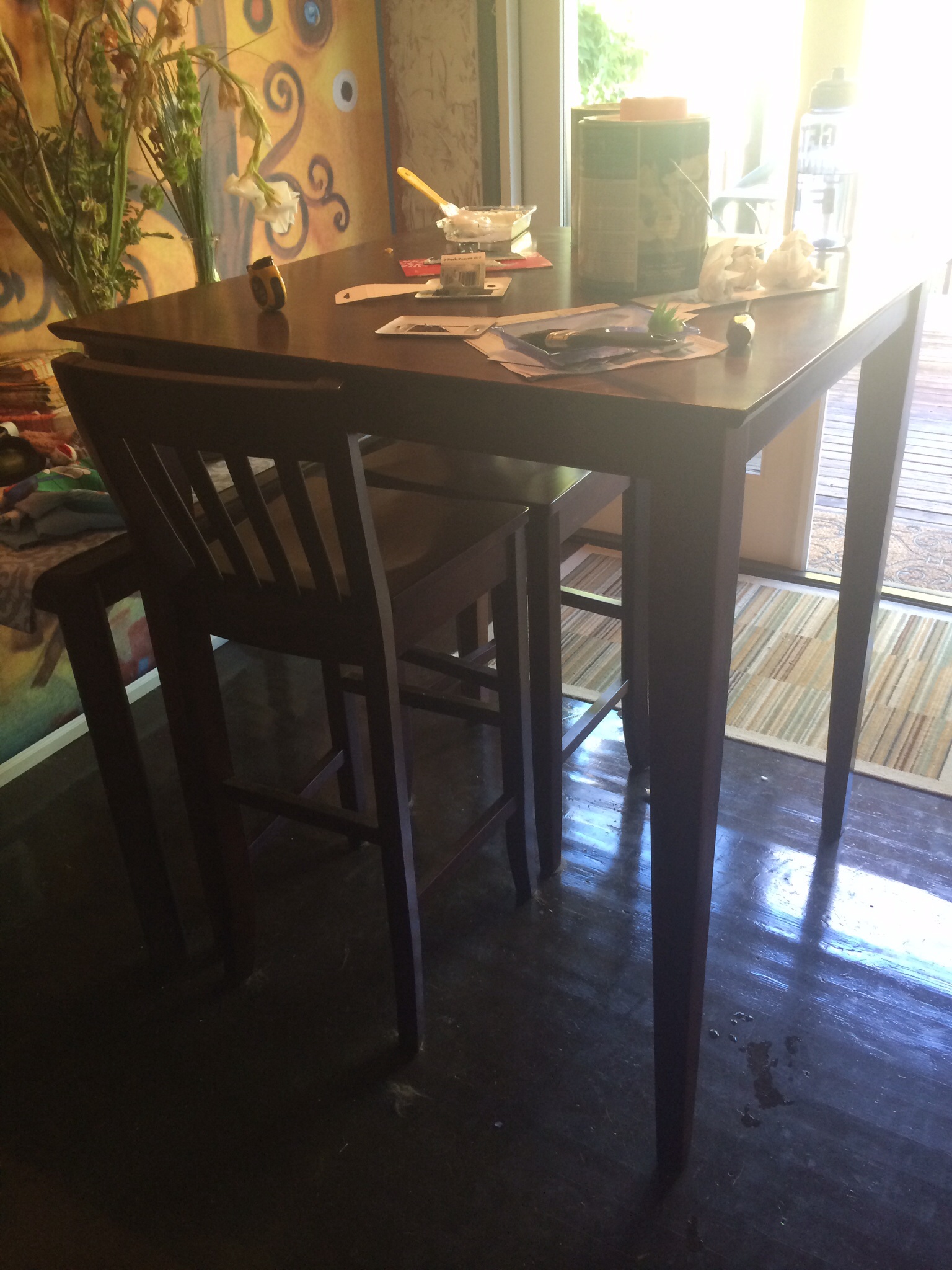 Bar height table and 3 chairs in Nkcorwin's Garage Sale Portland, OR