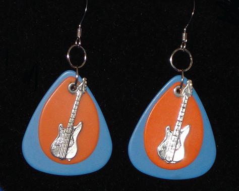 Orange and blue Guitar Picks (Earrings)