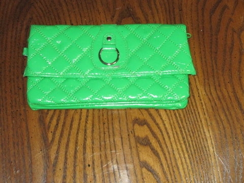 Green Puffy Clutch Wallet