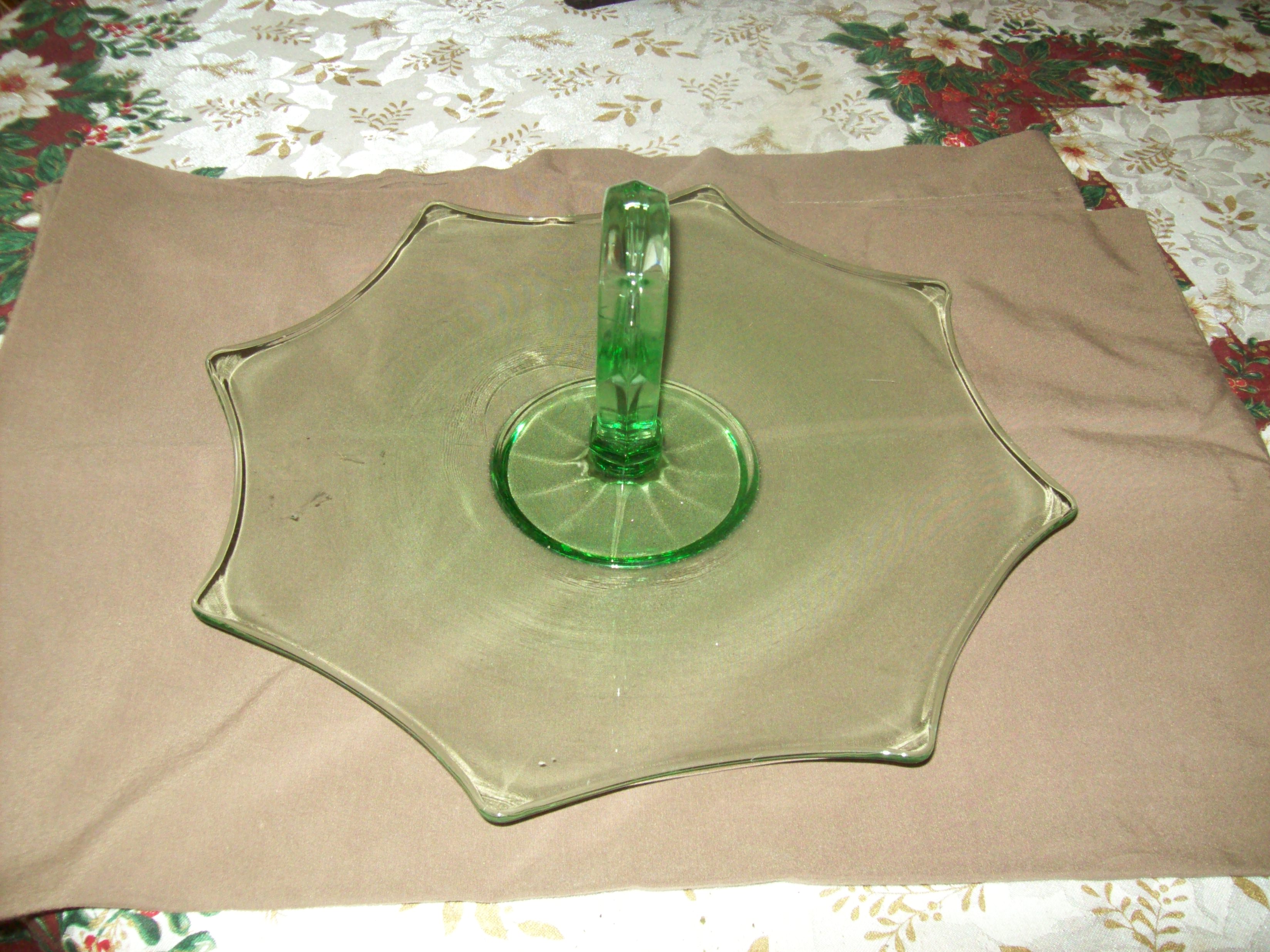 Serving Tray Depression Green Glass