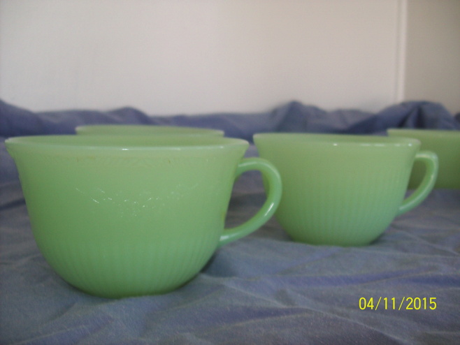 Fire King Set of 6 Jade Jadeite Green Coffee Cups