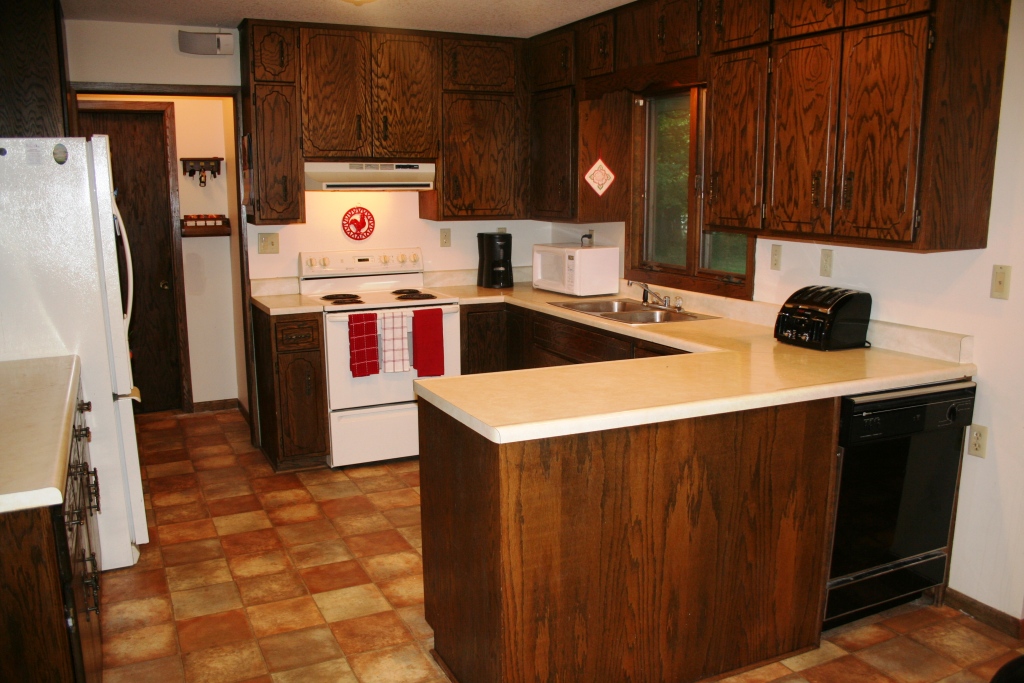 Kitchen cabinets, counters & hutch, used