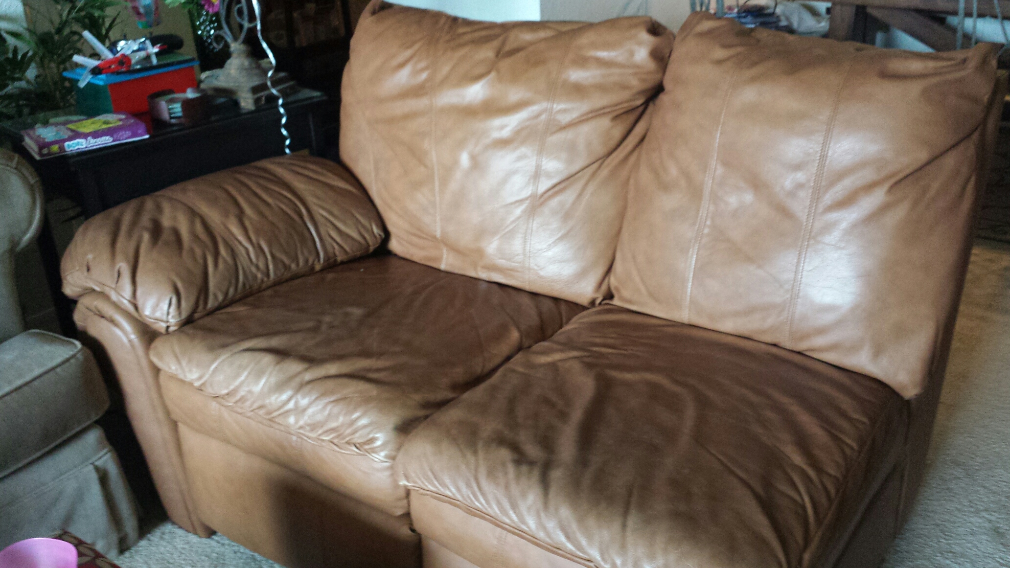 Three piece leather sectional