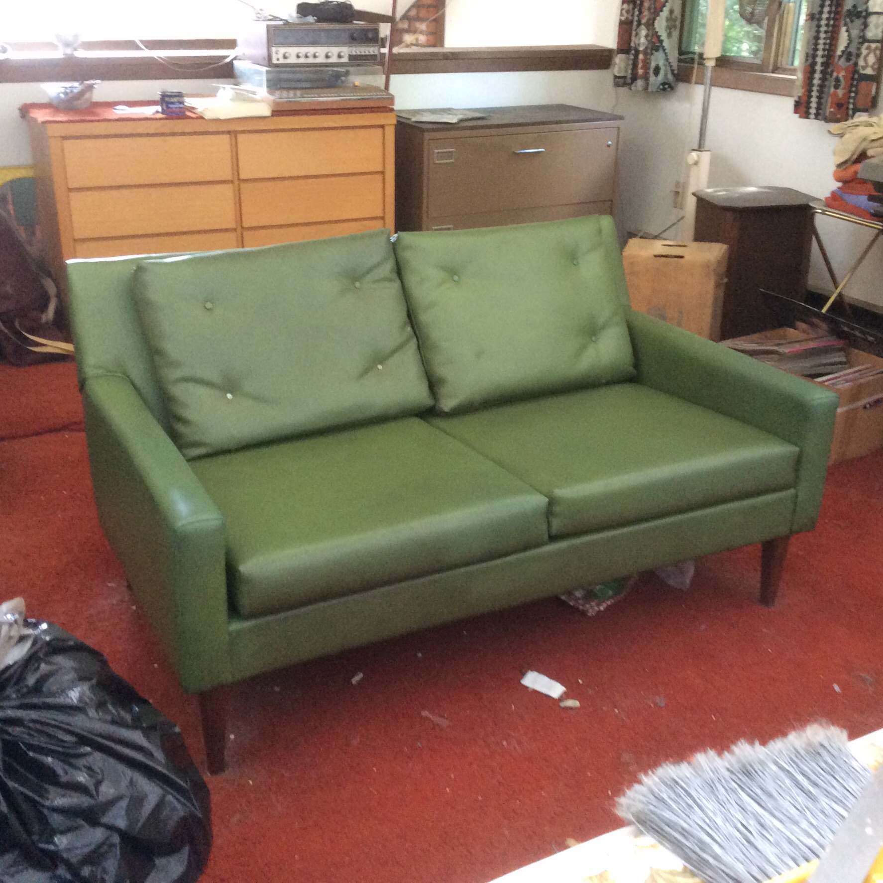 Green \"Leather\" Love Seat