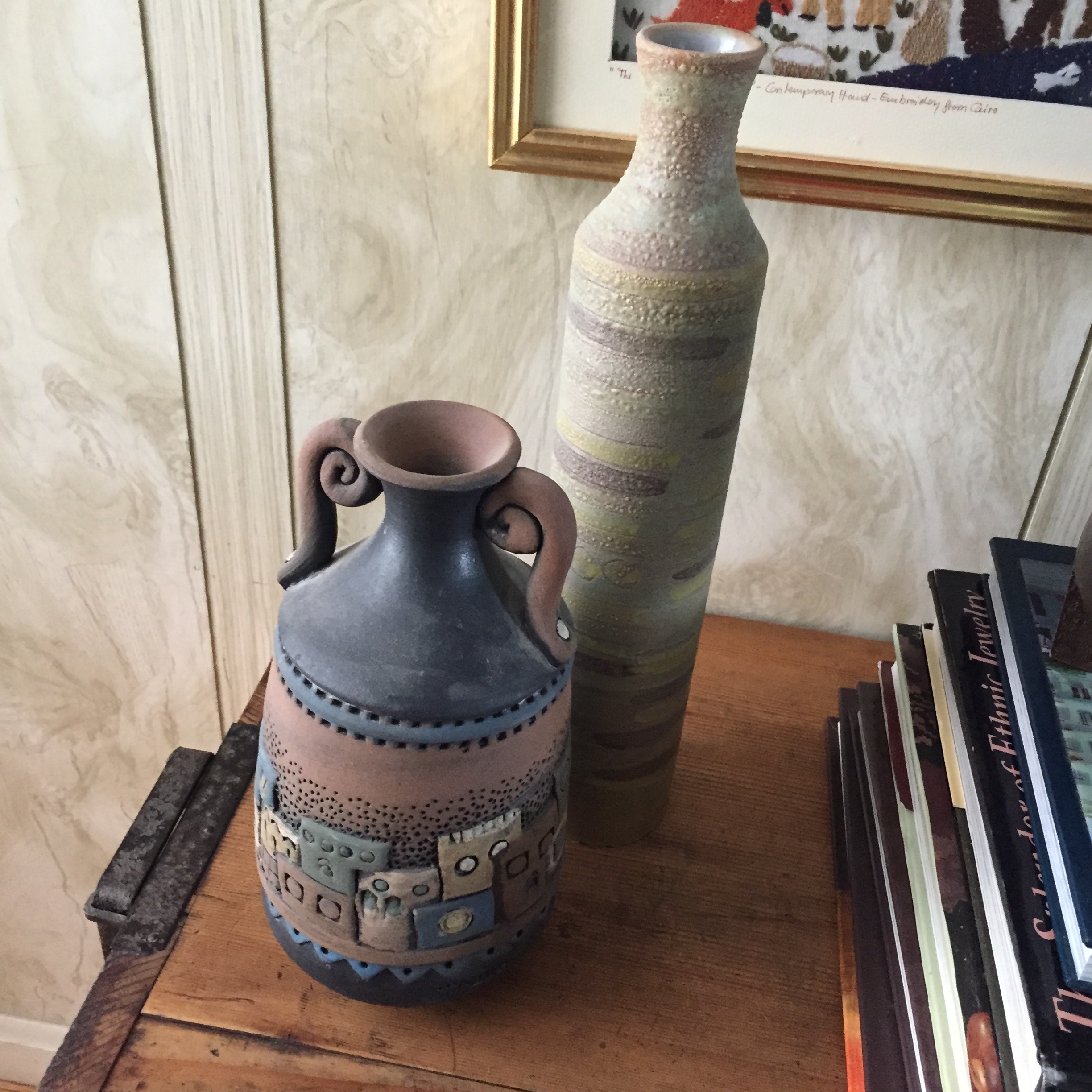 two clay vases