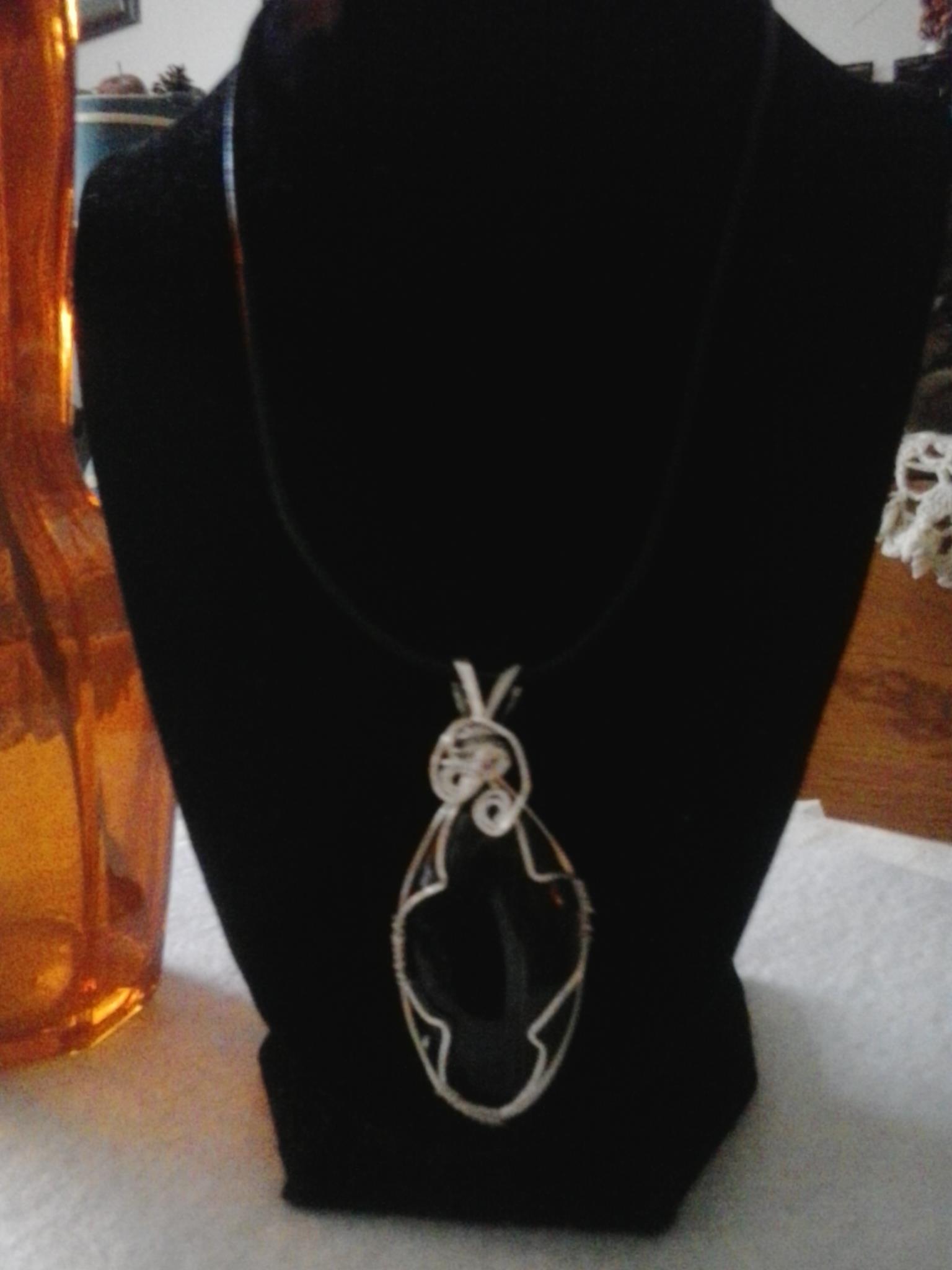 Black Onyx Wire Wrapped Cabachon