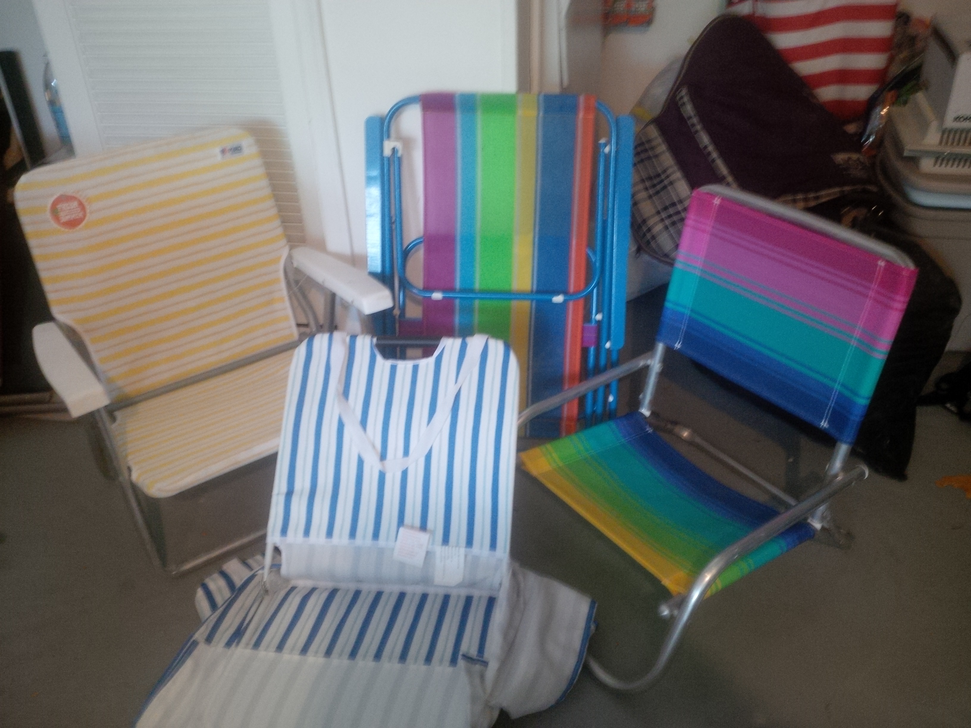 set of five beach chairs