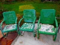 3 Antique Metal Springer Chairs