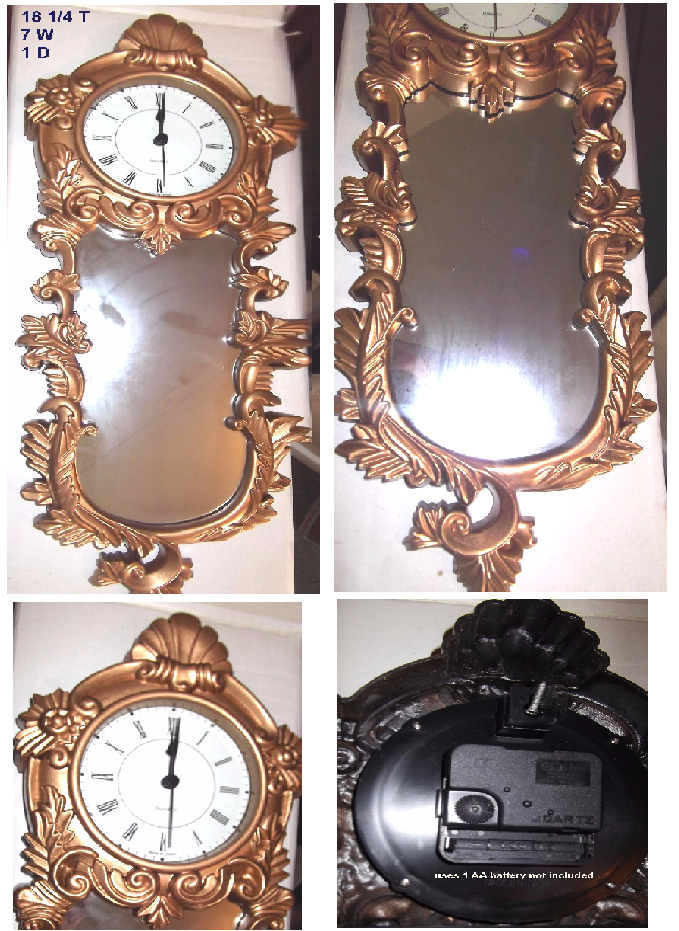 Giled Mirror Clock Quartz.