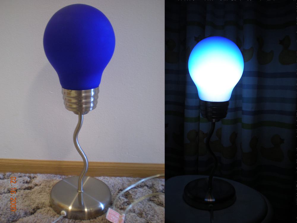 Blue Light Bulb Shaped Lamp