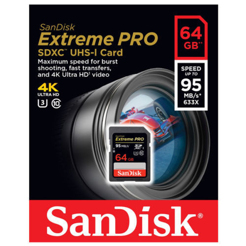 SanDisk Extreme PRO 64 GB up to 95MB/s UHS-I/ SDXC Flash Memory C