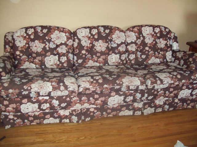 Brown floral print couch