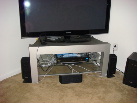 Silver TV Stand.  Holds up to 52\" TV.