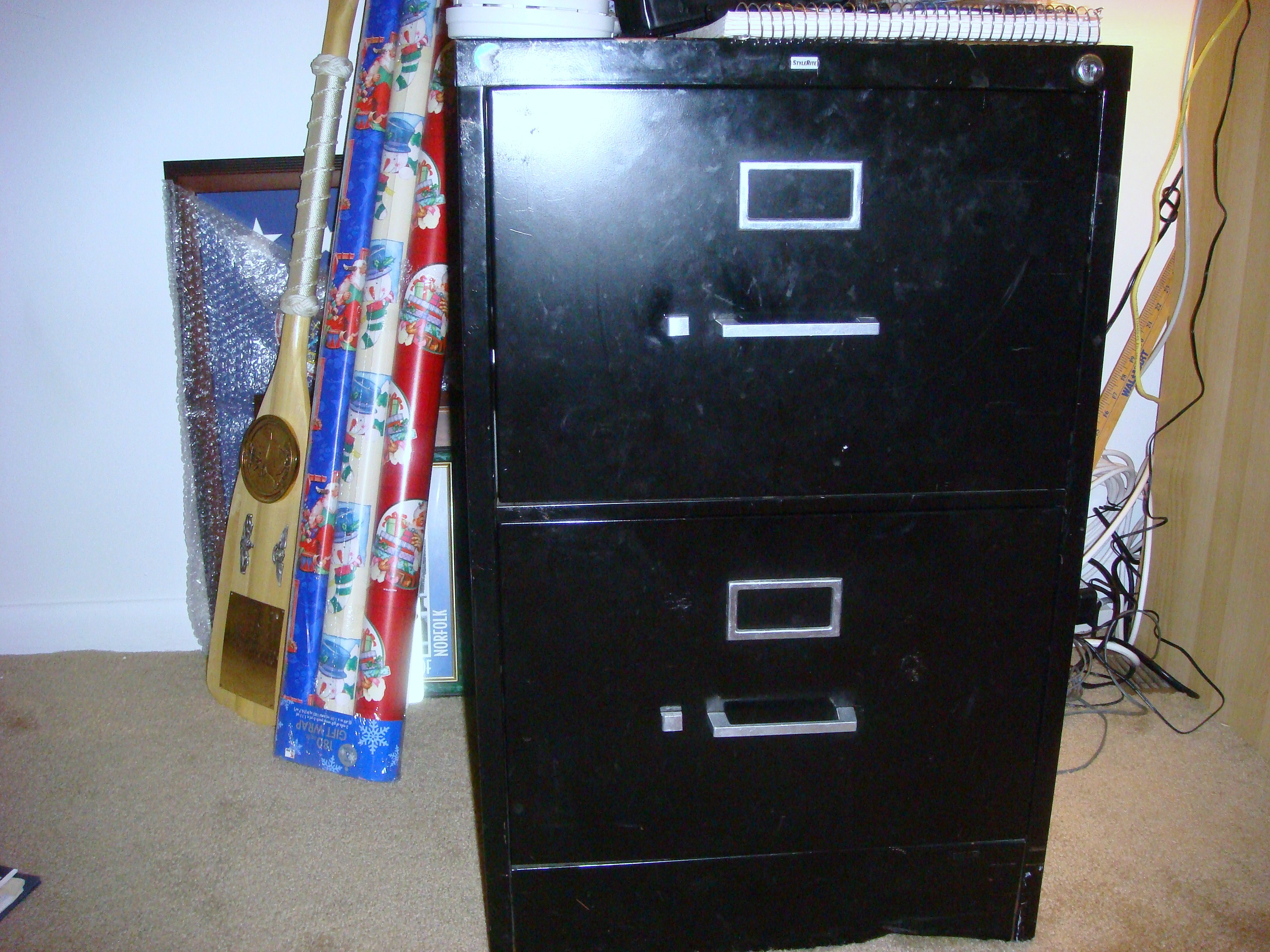2 Drawer black file cabinet