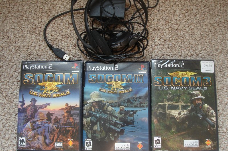 PS2 Games - SOCOM 1,2,&3 w/ headset