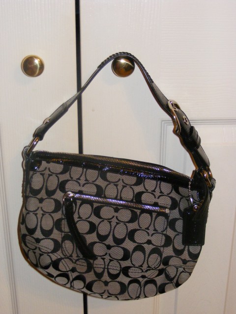 Black with Patent Leather Strap Coach Purse