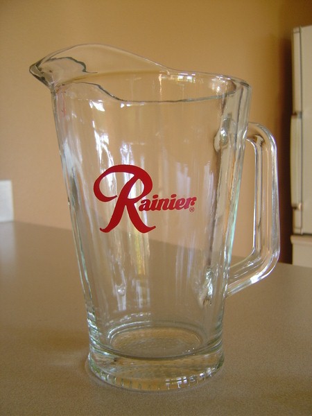 Vintage Rainier Beer ~R~ Glass Pitcher
