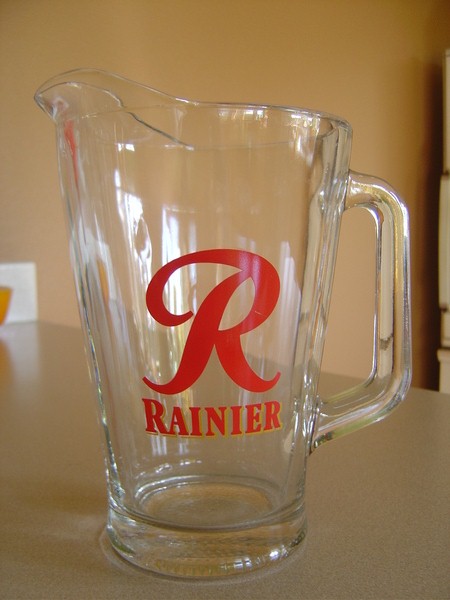 Vintage Rainier R Glass Beer Pitcher Older One