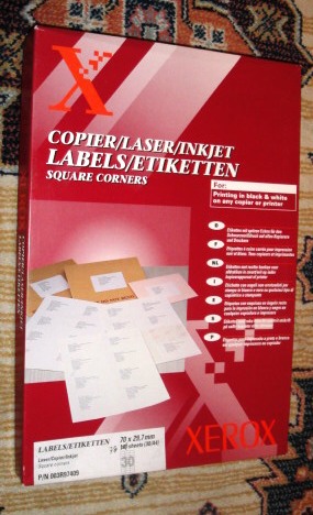Xerox Copier Laser Inkjet Lables (30 per A4 sheet) 70 x 29.7 mm