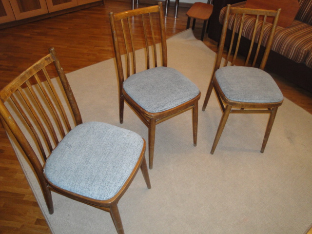 Set of three wooden chairs