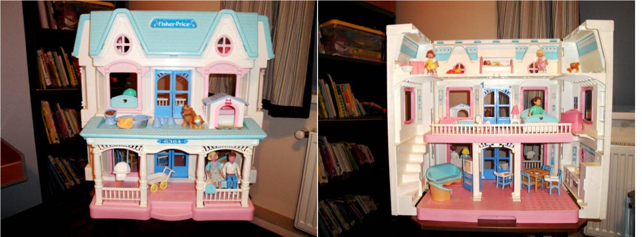 Fisher Price Large Fold Up Doll House, 6 Dolls and Furniture