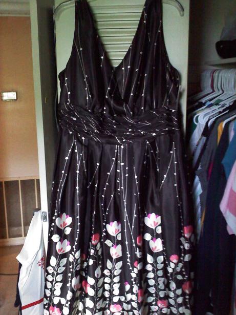 Brown/Pink Satin Summer Dress, Size 18W